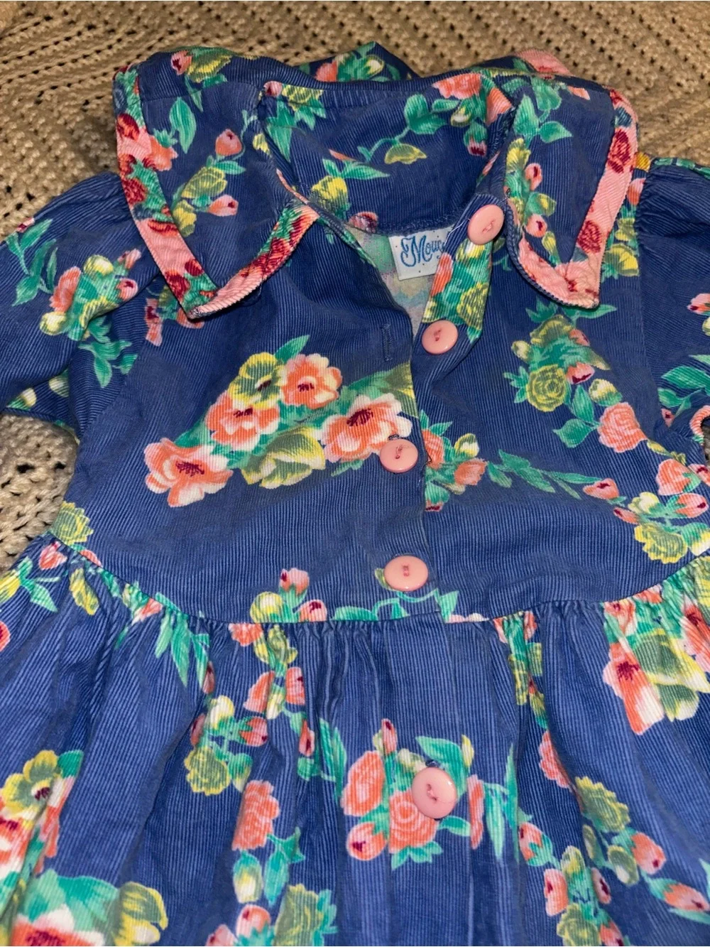 Vintage floral corduroy romper